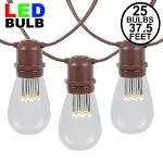 25 LED S14 Warm White Commercial Grade Light String Set on 37.5' of Brown Wire 