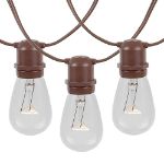 50 Clear S14 Commercial Grade Light String Set on 100' of Brown Wire 