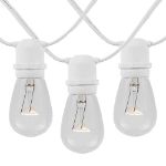  50 Clear S14 Commercial Grade Light String Set on 100' of White Wire 