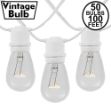  50 Clear S14 Commercial Grade Light String Set on 100' of White Wire 