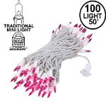 Purple Christmas Mini Lights 100 Light 50 Feet Long on White Wire