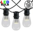 50 LED S14 Warm White Commercial Grade Light String Set on 100' of Black Wire 