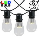 50 LED S14 Warm White Commercial Grade Light String Set on 100' of Black Wire 