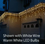 Red LED Icicle Lights on White Wire 70 Bulbs