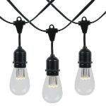 15 LED S14 Warm White Commercial Grade Suspended Light String Set on 48' of Black Wire 