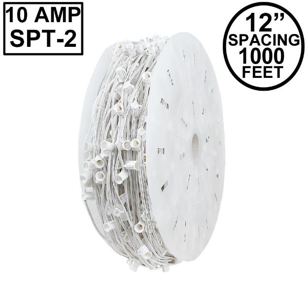 10 Amp C7 1000' Spool 12" Spacing White Wire