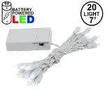 20 LED Battery Operated Lights Pure White White Wire