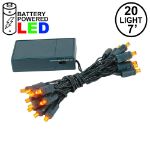 20 LED Battery Operated Lights Amber/Orange Green Wire