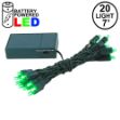 20 LED Battery Operated Lights Green on Green Wire