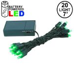 20 LED Battery Operated Lights Green on Green Wire