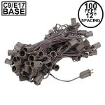 C9 100' String on Brown Wire, 100 Sockets