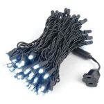 Commercial Grade Wide Angle 100 LED Pure White  50' Long on Black Wire