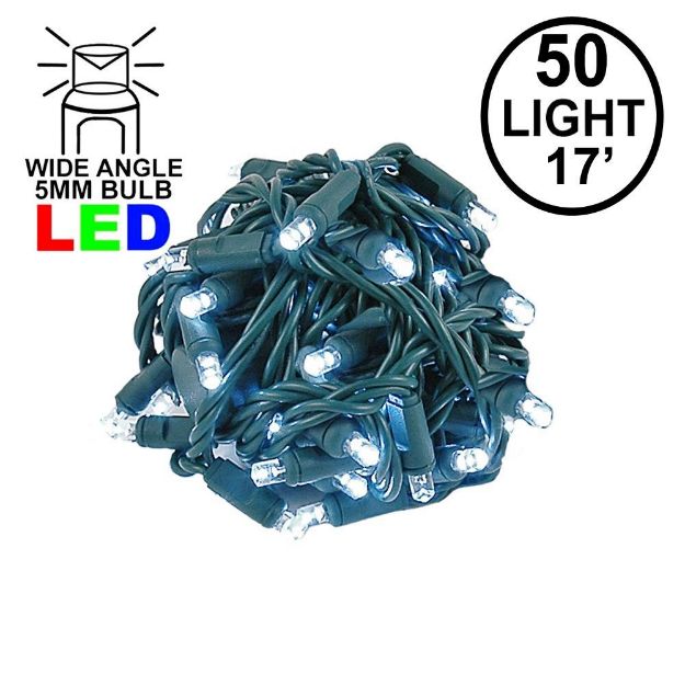 Coaxial 50 LED Pure White 4" Spacing Green Wire