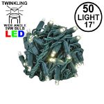 Twinkling Coaxial 50 LED Warm White 4" Spacing Green Wire