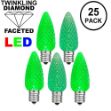 Twinkle Green C7 LED Replacement Bulbs 25 Pack