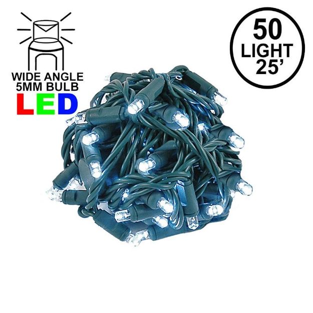 Coaxial 50 LED Pure White 6" Spacing Green Wire