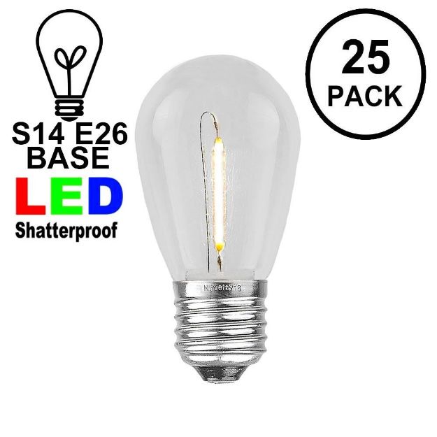 Warm White S14 LED Plastic Filament Medium Base e26 Bulbs  - 25pk