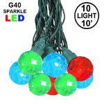10 Multi Sparkle Orb LED G40 Pre-Lamped String Lights