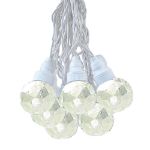 10 Warm White Sparkle Orb LED G40 Pre-Lamped String Lights White Wire