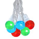 10 Multi Sparkle Orb LED G40 Pre-Lamped String Lights White Wire