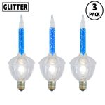 Blue Bubble Light With Silver Glitter Replacements 3 Pack 