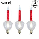 Red Bubble Light With Silver Glitter Replacements 3 Pack 