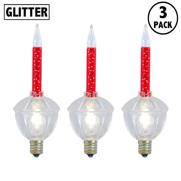 Red Bubble Light With Silver Glitter Replacements 3 Pack 