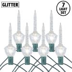 Traditional Clear Bubble Light Set with Silver Glitter