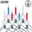 Red/Clear/Blue Bubble Light Clear Base Set with Silver Glitter