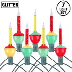 Red and Yellow Bubble Light Clear Base Set with Silver Glitter
