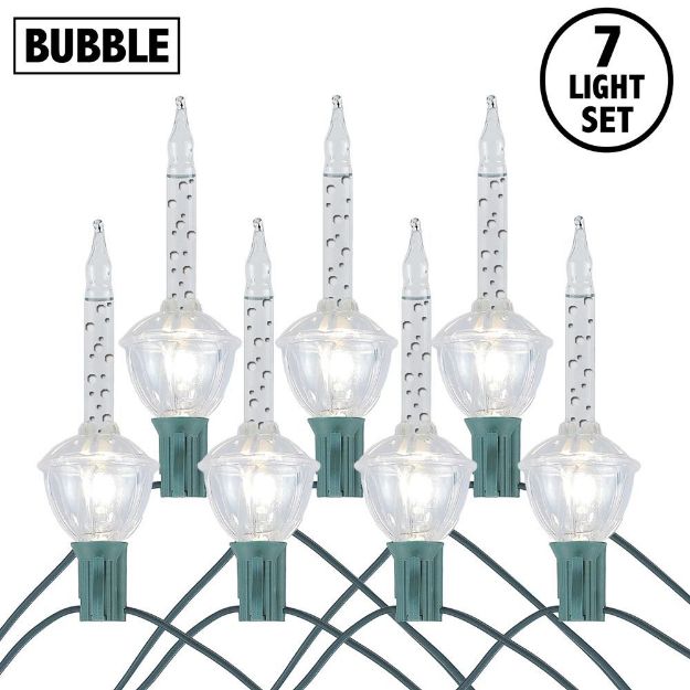 Clear with Clear Base Bubble Light Set 7 Lamps