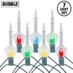 Clear with Clear Multi Color Base Bubble Light Set 7 Lamps