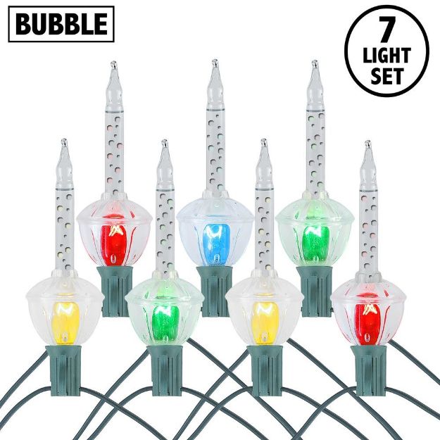 Clear with Clear Multi Color Base Bubble Light Set 7 Lamps