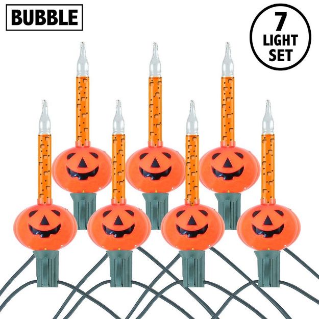 Orange Pumpkin Halloween Bubble Light Set
