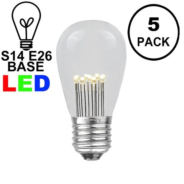 Warm White S14 LED Medium Base e26 Bulbs w/ 9 LEDs - 5pk