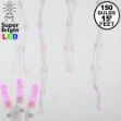 Pink LED Icicle Lights on White Wire 150 Bulbs