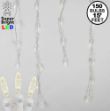 Warm White LED Icicle Lights on White Wire 150 Bulbs