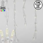 Warm White LED Icicle Lights on White Wire 150 Bulbs