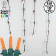 Orange (amber) LED Icicle Lights on Green Wire 150 Bulbs