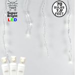 Twinkle Warm White LED Icicle Lights on White Wire 70 Bulbs