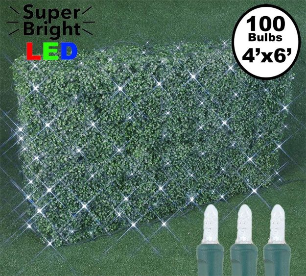 100 LED M8 Net Light Set - Pure White - Green Wire - 4' x 6'