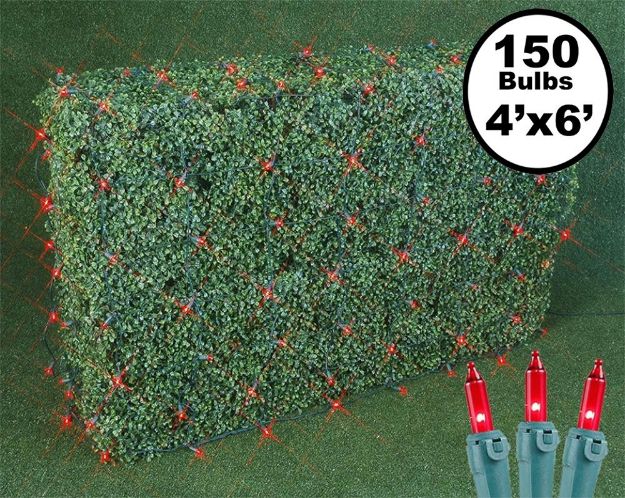 4' X 6' Super Bright Red Net Lights - Green Wire