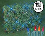 4' X 6' Super Bright Multi Net Lights - Green Wire
