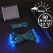 Blue LED Solar Powered Lights 50 Light String Green Wire