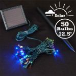 Multi LED Solar Powered Lights 50 Light String Green Wire