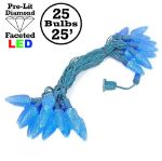 25 Blue LED C9 Pre-Lamped String Lights Green Wire