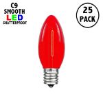 Red C9 LED Plastic Filament Replacement Bulbs 25 Pack 
