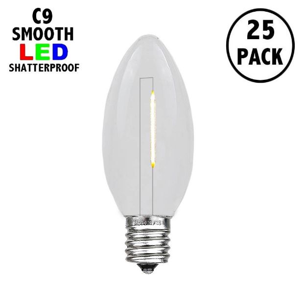 Warm White C9 LED Plastic Filament Replacement Bulbs 25 Pack 
