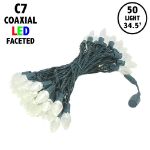 C7 Coaxial 50 LED Warm White 8" Spacing Green Wire