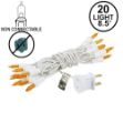 Non Connectable Amber/Orange White Wire Mini Lights 20 Light 8.5'